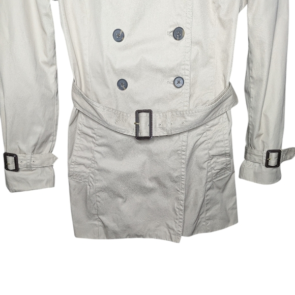 Banana Republic Womens Khaki Classic Double Breasted Belted Trench Coat Medium - Picture 5 of 14